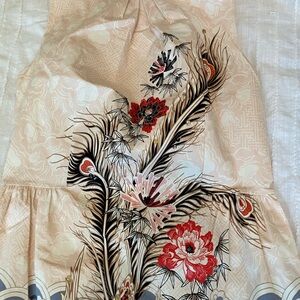 Floral and Feather Patterned Dress